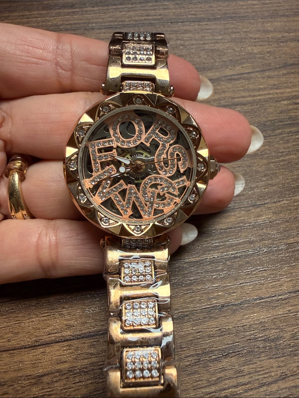 Rose Gold Women's Crystal Accent Watch Bracelet